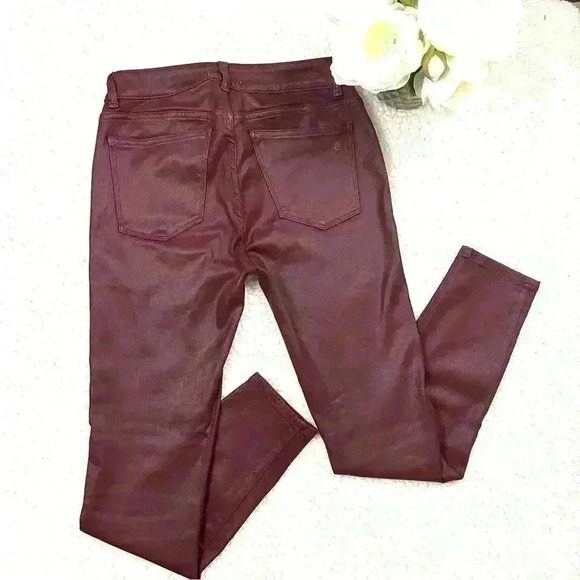 DL1961 Florence Mid Rise Merlot Coated Ultrasculpt Skinny Ankle Jeans Size 28 - Picture 4 of 16